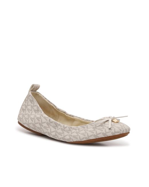 MICHAEL Michael Kors Juliette Ballet Flat in White Lyst