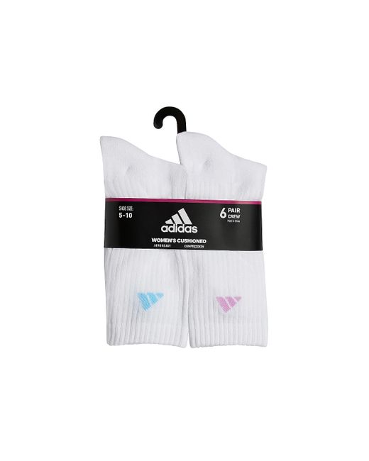 Adidas White Athletic Cushioned Crew Socks