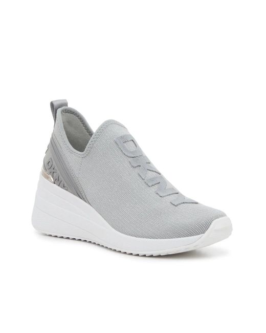 DKNY White Keeva Wedge Sneaker