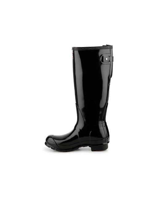 hunter original tall gloss rain boots black