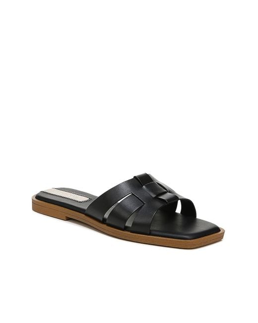 Franco Sarto Leather Mazy Slide Sandal in Black | Lyst