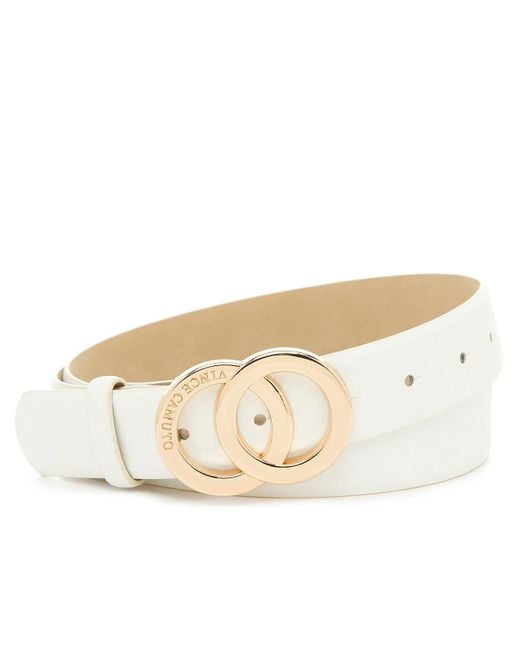 Vince Camuto White Double Ring Buckle Belt
