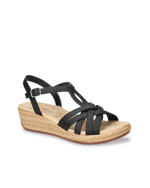 Easy Street Black Lua Wedge Sandal