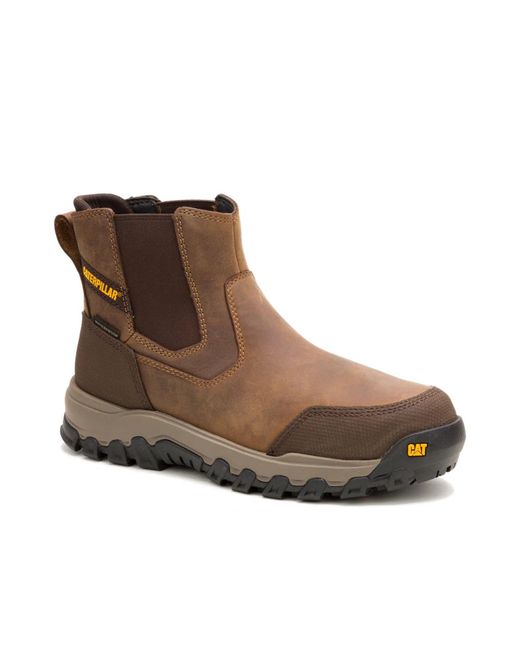 Caterpillar Brown Threshold Rebound Waterproof Steel Toe Chelsea Work Boot for men