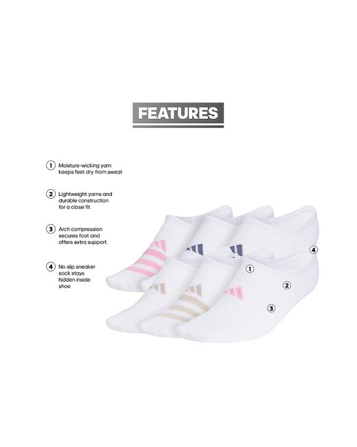 Adidas White Superlite 3.0 No Show Liners