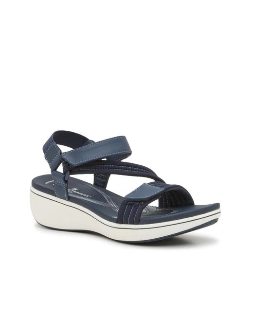 Clarks Blue Cloudsteppers Breezerae Sun Wedge Sandal