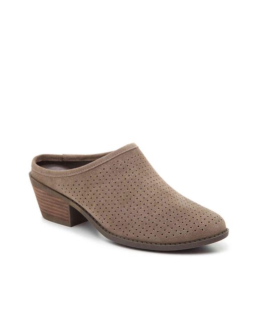 Me Too Brown Zaidee Perforated Suede Mules