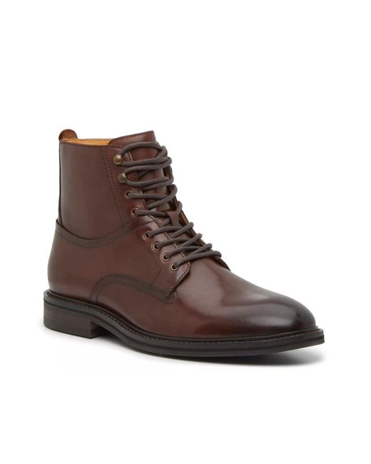 VINCE CAMUTO Mens Brown Heel Pull-Tab Waterproof Cushioned Kameil Round Toe Block Heel Lace-Up Leather Boots Shoes M main image 0