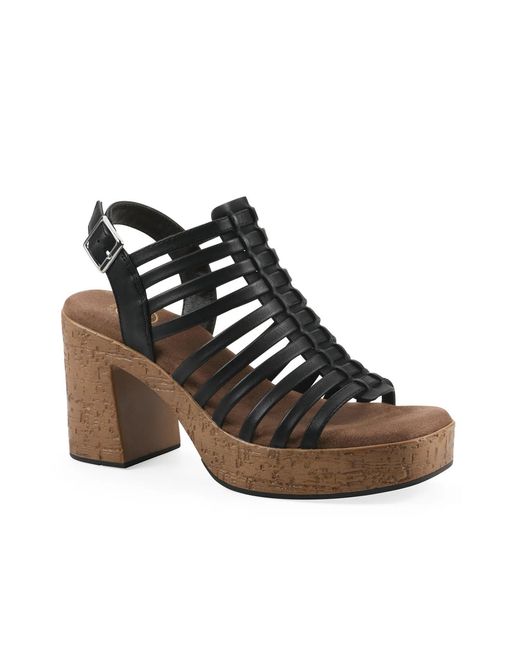 White Mountain Black Barbea Platform Sandal