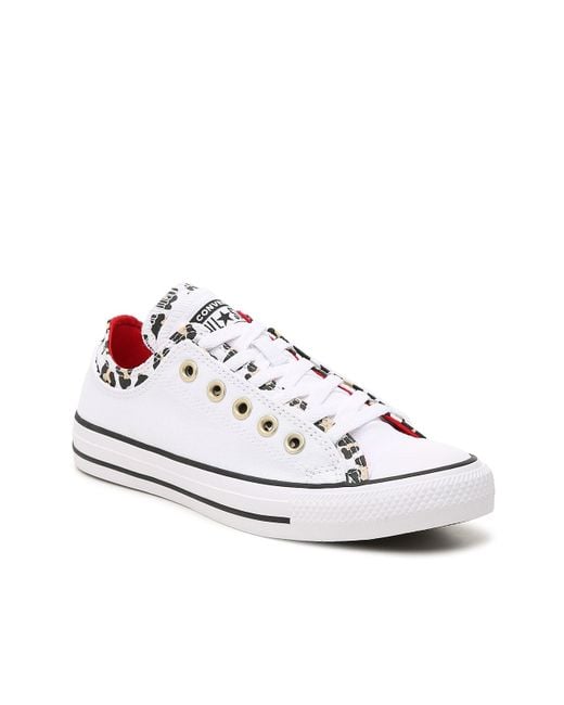 Converse Canvas Chuck Taylor All Star Double Tongue Sneaker in White/Black/Red  Leopard Print (White) | Lyst