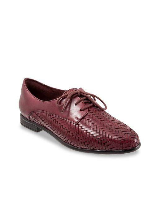 Trotters Leather Lizzie Herringbone Oxford In Burgundy Red Lyst
