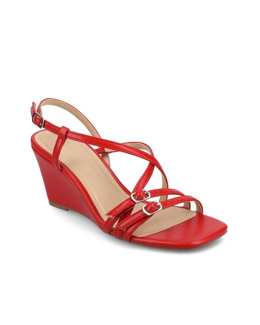 Journee Collection Women's Red Clinne Wedge Sandal