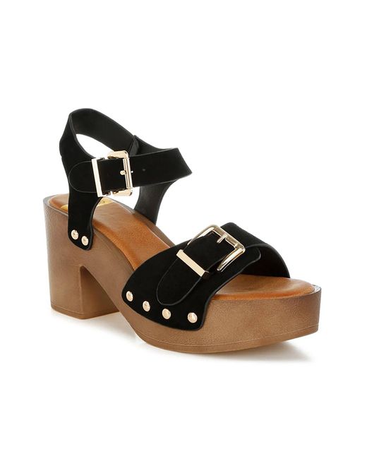 Rag & Co Black Lhasa Platform Sandal