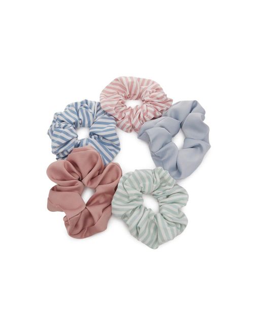 Kelly & Katie Multicolor Stripe & Satin Scrunchie Set 5 Pack