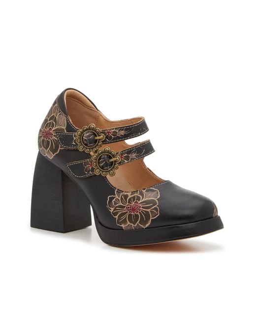 L'ARTISTE Black Salinger Mary Jane Pump