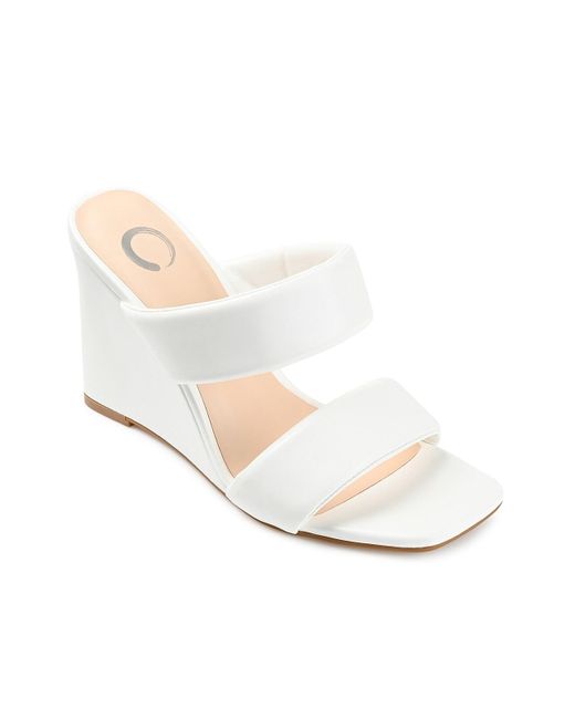 Journee Collection Synthetic Kailee Wedge Sandal in White | Lyst