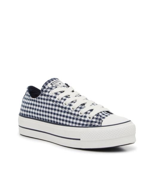 Converse Blue Chuck Taylor All Star Gingham Platform Sneaker