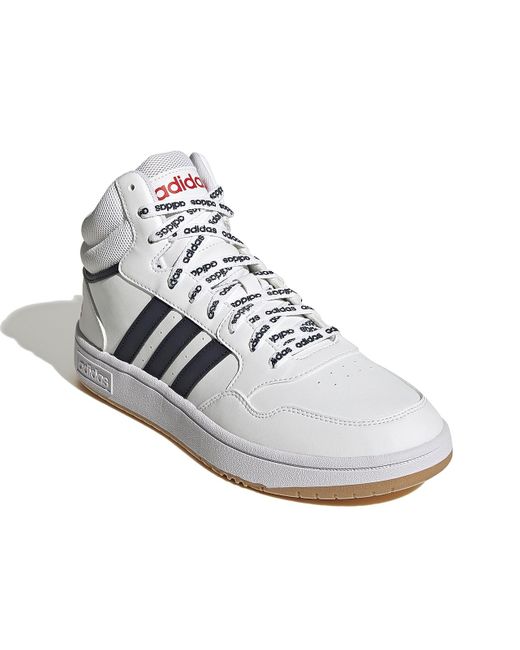Adidas White Hoops Mid 3.0 Basketball Shoe for men