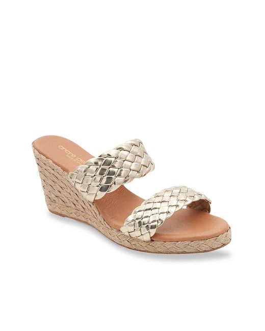 Andre Assous Leather Aria Espadrille Wedge Sandal in Gold Metallic (Metallic) | Lyst