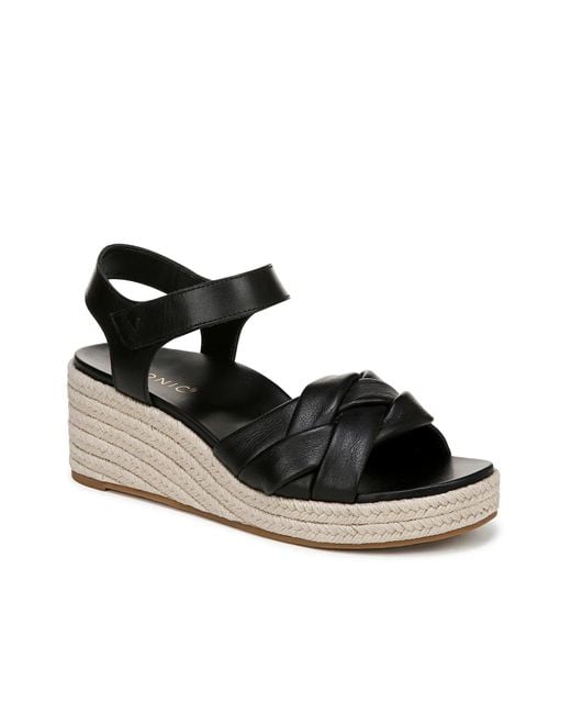 Vionic Black Saratoga Espadrille Wedge Sandal