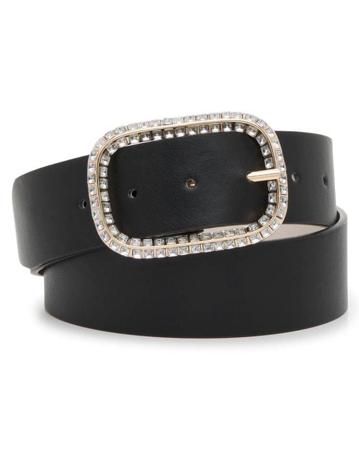 Steve Madden Black Bling Buckle Belt