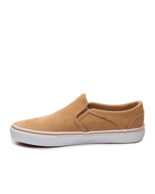 Vans Asher Perforated Slip on Sneaker in Brown Lyst