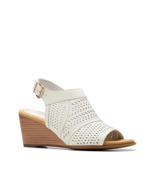 Clarks White Collection Emmalae Hope Wedge Sandals