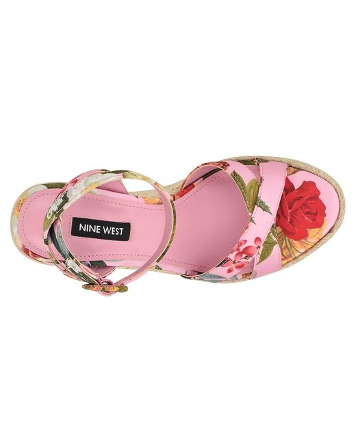Nine West Pink Earnit Espadrille Wedge Sandal