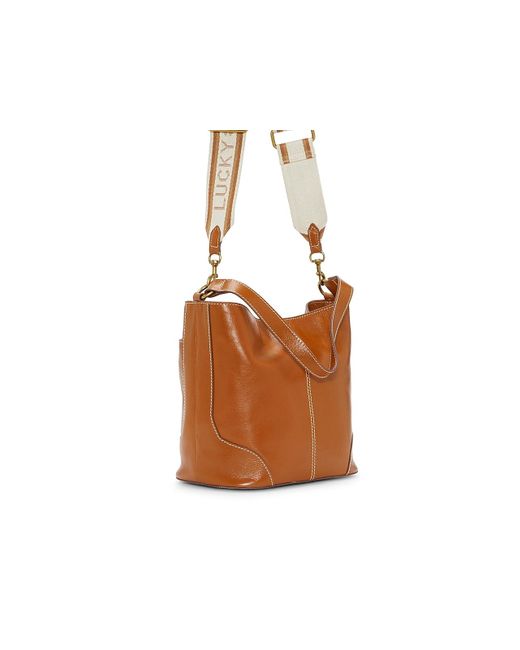 Lucky Brand Brown Cali Leather Bucket Bag