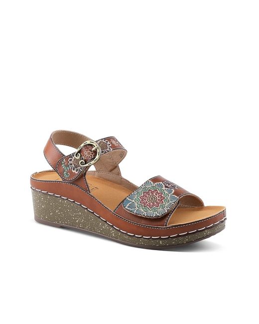 Spring Step Roshni Wedge Sandal in Brown | Lyst