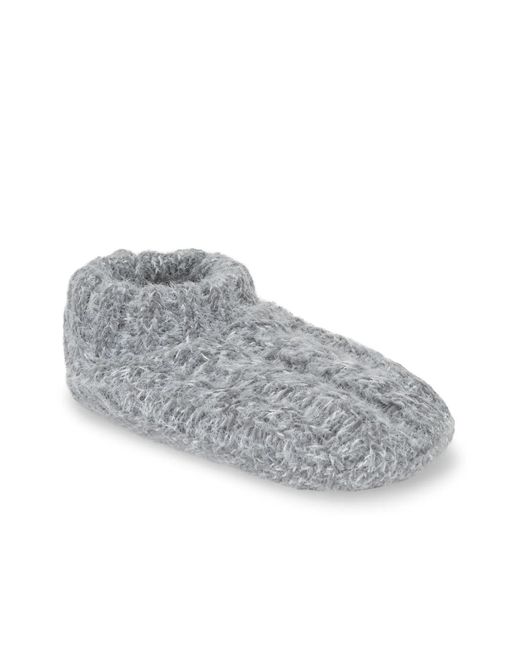 Lemon Gray Cable Knit Slipper Socks