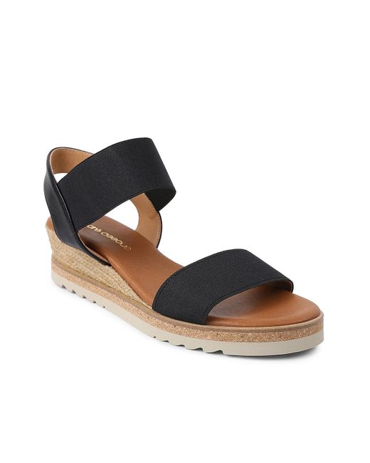 Andre Assous Leather Neveah Espadrille Wedge Sandal in Black - Lyst