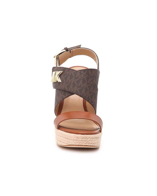 MICHAEL Michael Kors Sidney Espadrille Wedge Sandal in Brown | Lyst
