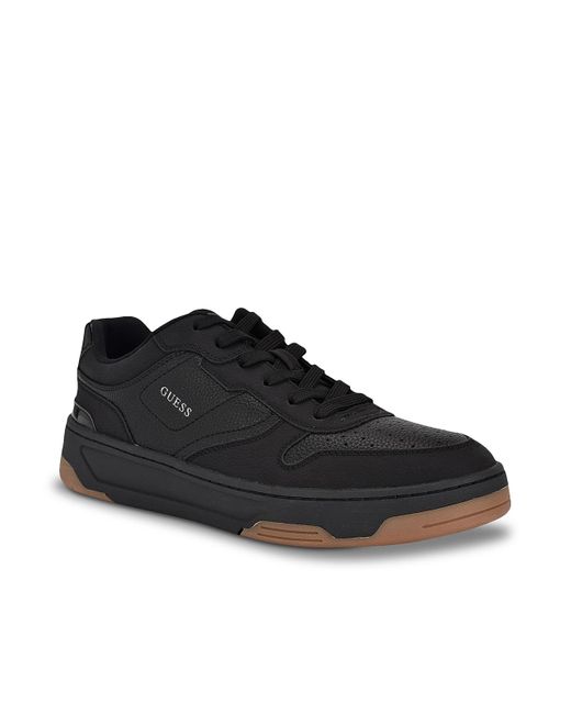 Guess Men's Bleek Sneaker - Off White/Black Logo Memory Foam Comfort Casual Shoes