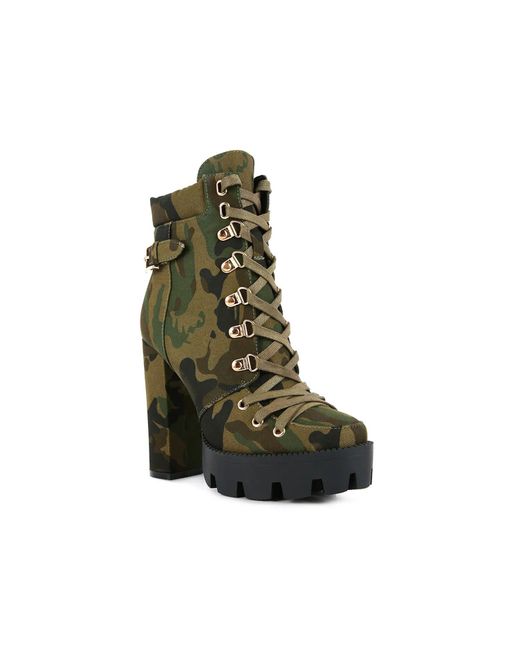 LONDON RAG Green Palmetto Platform Bootie