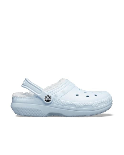 crocs with fur light blue