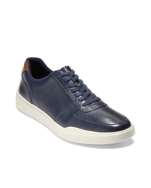 Cole Haan Leather Grand Crosscourt Modern Perf Sneaker in Navy (Blue ...