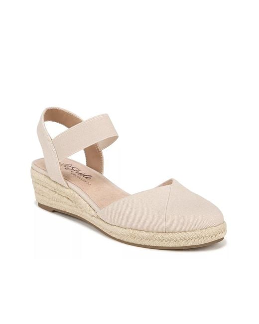 LifeStride White Kimmie Espadrille Wedge Sandal