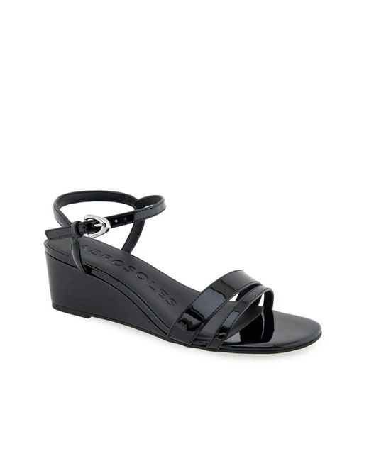 Aerosoles Black Witt Wedge Sandal