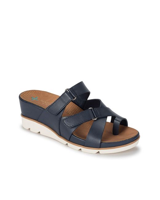 navy blue bare trap sandals