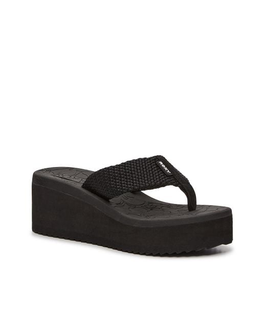 Roxy Kal Platform Flip Flop in Black Lyst