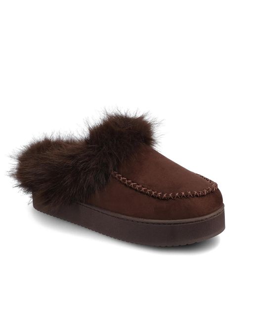 Journee Collection Brown Taran Platform Slipper