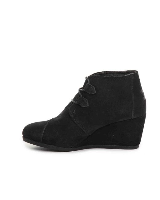 toms black suede wedge booties