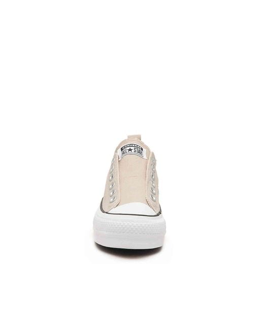 Converse Denim Chuck Taylor All Star Fashion Lift Platform Slip-on Sneaker  in Beige (Natural) | Lyst