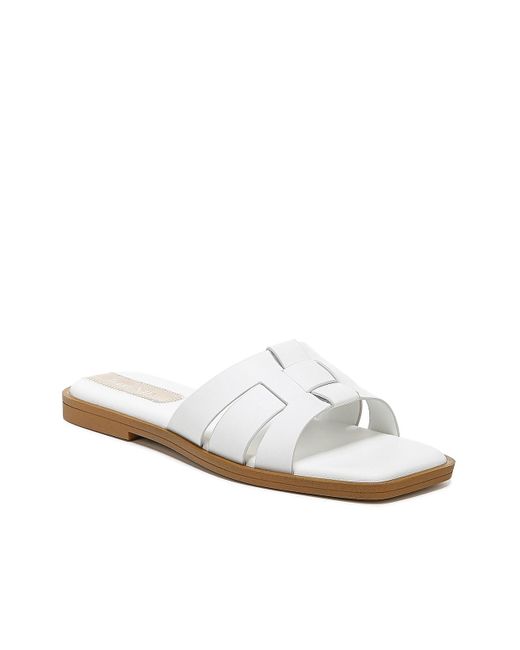 Franco Sarto Leather Mazy Slide Sandal in White | Lyst