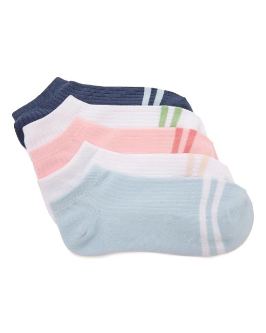 Mix No 6 White Varsity Stripe No Show Socks 5 Pack