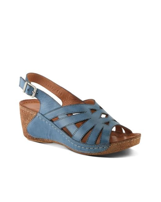 Spring Step Blue Catchy Wedge Sandal