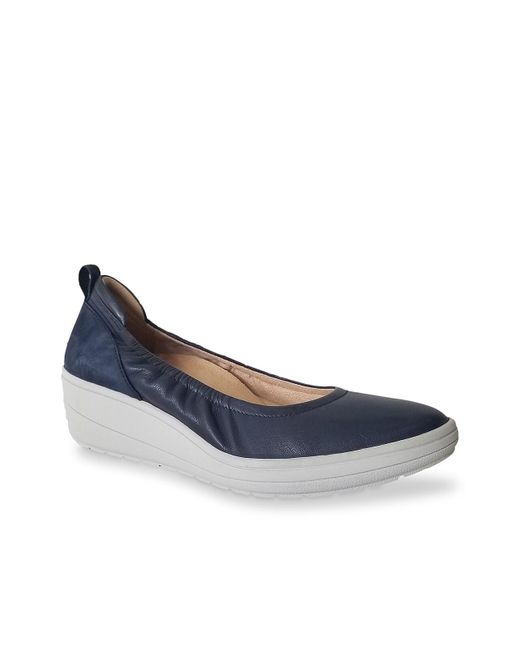 Vionic Leather Jacey Wedge Slip-on in Navy (Blue) - Lyst