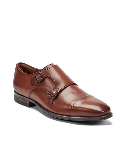 Kenneth Cole Brown Charles Monk Strap Slipon for men
