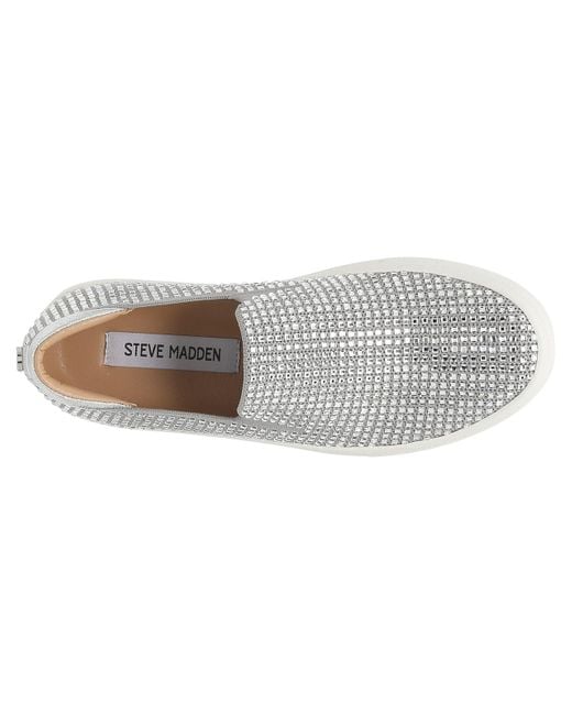 Steve Madden Vlair Rhinestone Knit Slip on Sneaker in Metallic Lyst